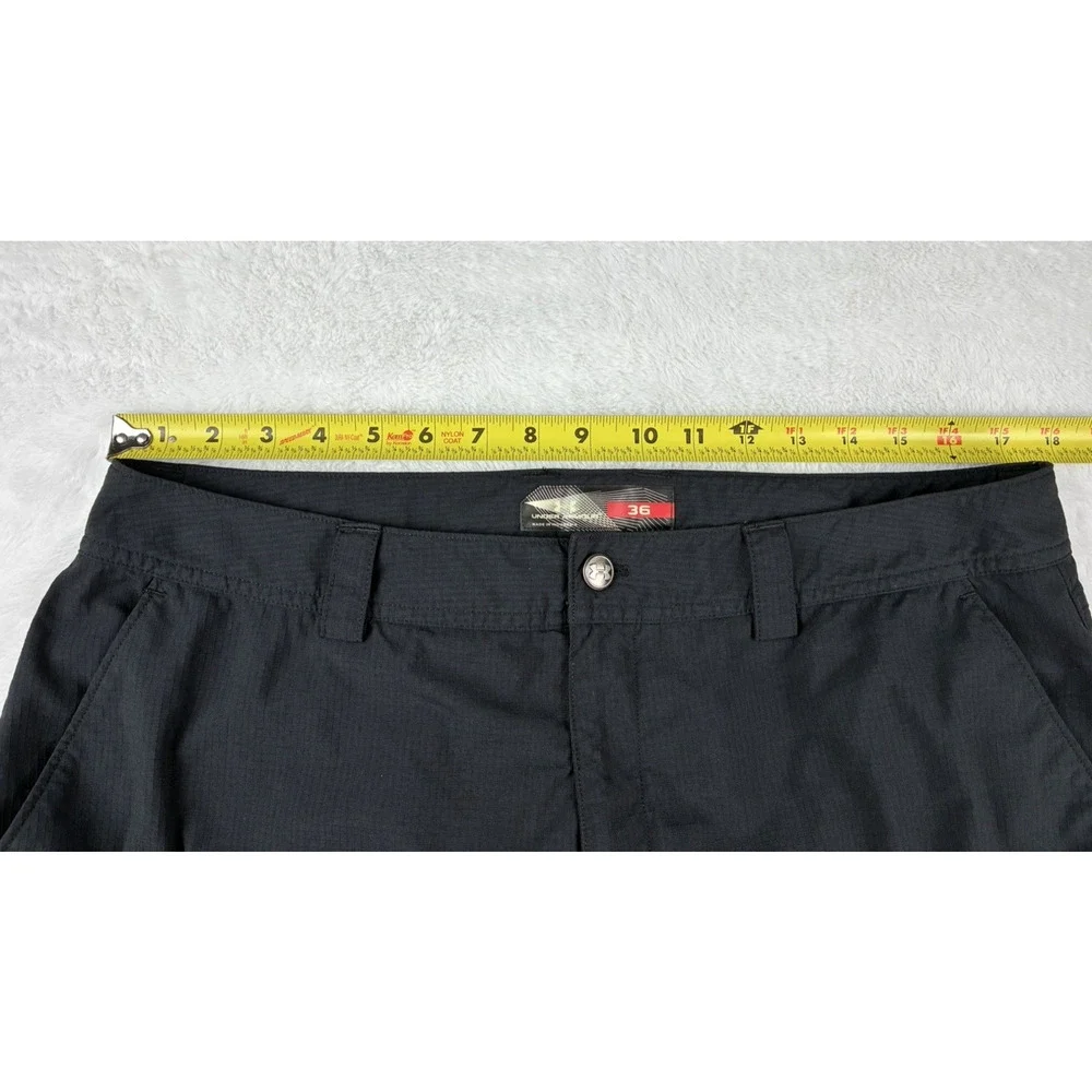 Under Armour Mens Size 36 Cargo Shorts Black Gray Ripstop Outdoor Hiking Utility